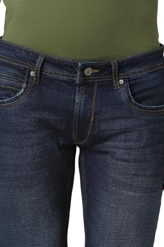 Peter England Men Navy Dark Wash Low Skinny Fit Jeans