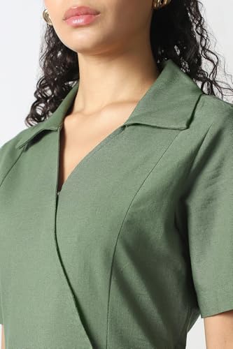 Women Olive Solid Formal Dress