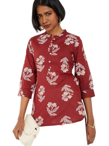 Max Women Printed Straight Kurti (Orange_M)