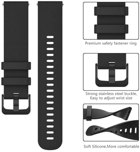 Zitel® Band Compatible with Garmin Forerunner 265, 255, 255 Music, Vivoactive 4 45mm, Venu 245 mm, Venu 3 45mm - 22mm Wide Quick Release Watch Band (Black)