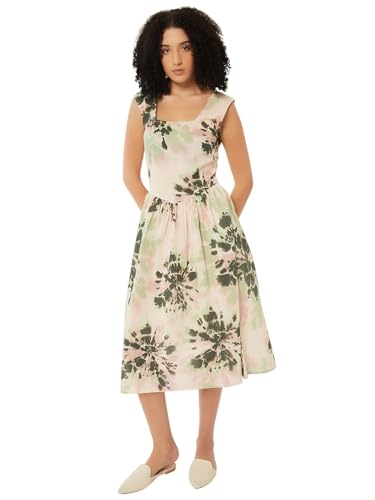 Max Women Printed A-line Midi Dress(Green_XL)