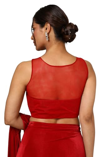 Soch Womens Maroon Nylon Blend Saree With Sequins