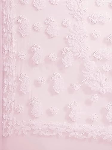 Ada Hand Embroidered Chikankari Georgette Pink Saree for Women A311337