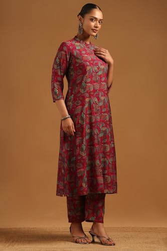 Soch Womens Fuchsia Muslin Botanical Printed Co-Ords Set