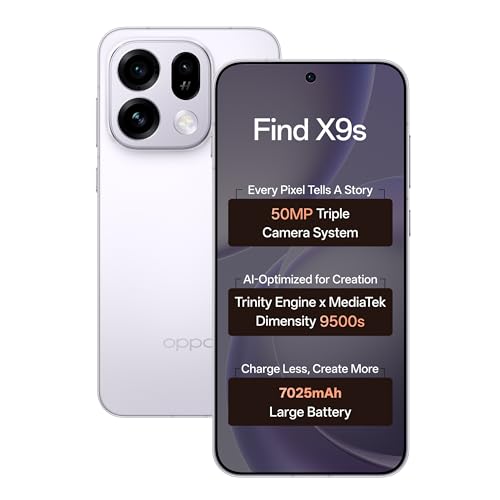 Oppo Find X9s 5G (Lavender Sky, 12GB, 256GB) | Hasselblad 50MP Triple Camera | 120× Super Zoom | MediaTek Dimensity 9500s | 7025mAh 80W SUPERVOOC | ColorOS 16