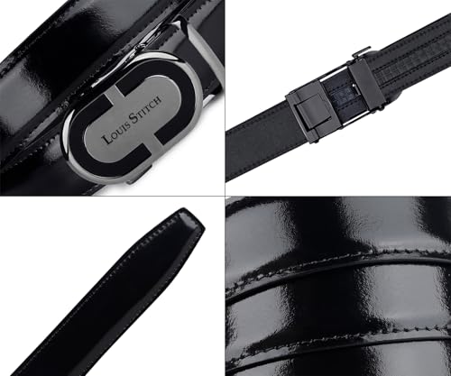 LOUIS STITCH Premium VT Leather Men's Auto Lock Belt | No Holes Belts for Men | Leather Belt for Gents (LSBE-SY-ALJB32-ALGB)