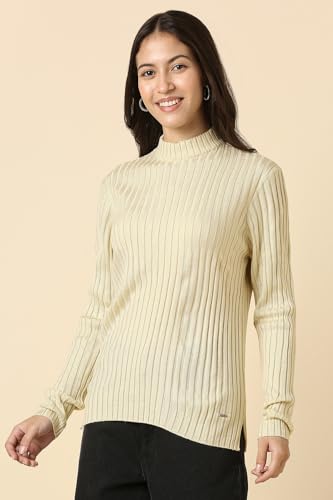 Allen Solly Womens Solid Sweater Beige