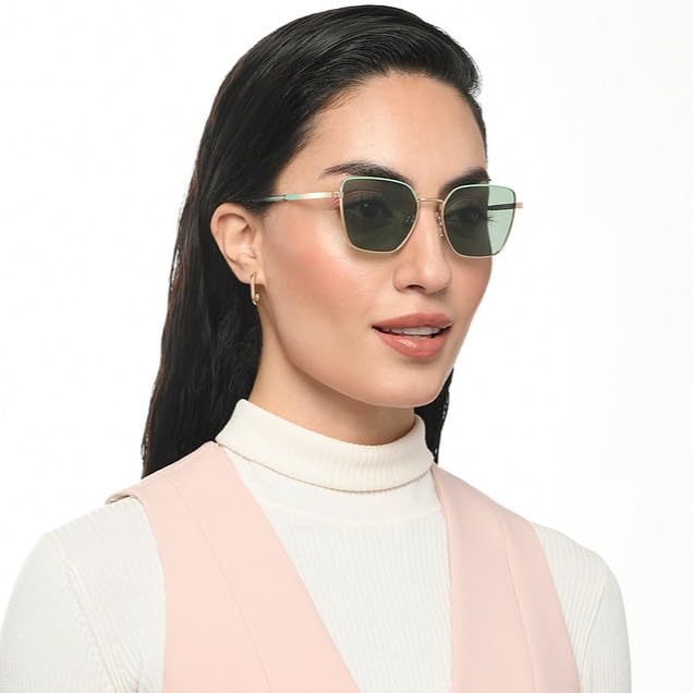 VINCENT CHASE EYEWEAR | Gold Grey Full Rim Cat Eye|Future Classics | Branded Latest And Stylish Sunglasses | Polarized And 100% Uv Protected | Women | Small | Vc S16548 - C3