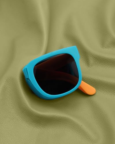 Carlton London Girls Turquoise and Orange Toned UV Protected Black Lens Foldover Sunglass