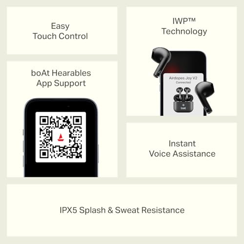 boAt 2026 Launch Airdopes Joy v2, 35H Battery, Pocketable Design, ASAP™ Charge, 13mm Drivers, Easy Touch Controls, ENx™ Tech, IWP™ & App Support TWS Bluetooth Earbuds with mic (Cloud White)