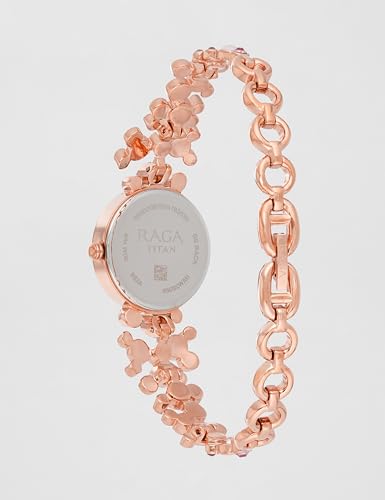 Titan Raga Moonlight Quartz Analog Mother of Pearl Dial Rose Gold Metal Strap Watch for Women - NT95032WM02