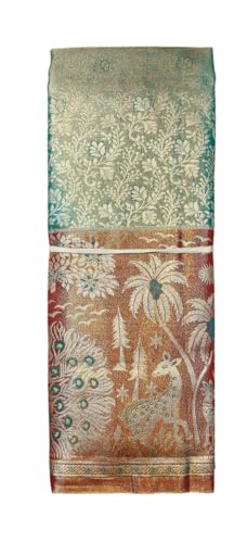 VFCollections Women's Traditional Handloom Kanchipuram Silk Pattu Sarees | Rich Zari Woven Design | Unstitched Blouse (VFC418-1)