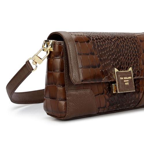 Da Milano Leather Shoulder Bag for Women - Brown (01939OL)