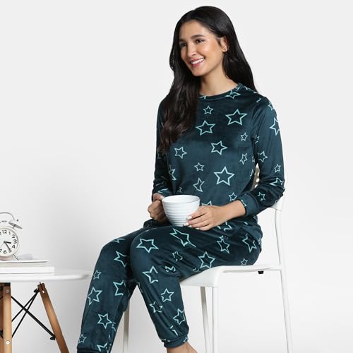 Zivame Velour Loungewear Set, Dark Sea, XXL