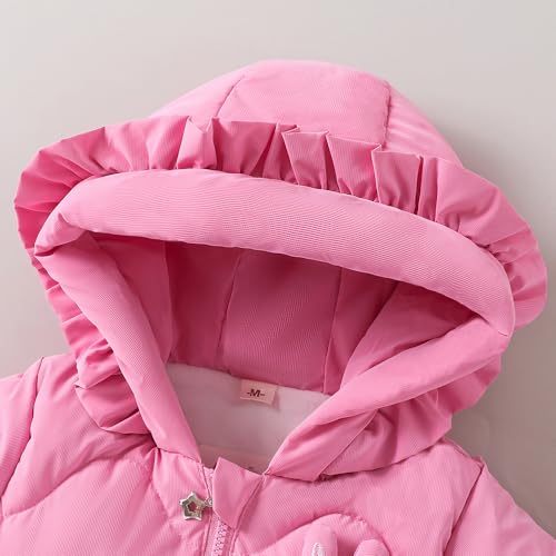 Hopscotch Girls Pink Full Sleeves 3D Bunny Applique Ruffled Long Coat For Age (4-5 Years)