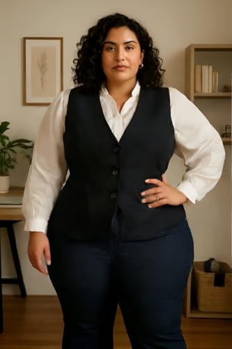 TIPTOP TRENDS Women's Black Waistcoat-Slim Fit Western Waistcoat for Women & Girls | Black | XXL