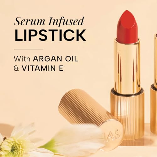RAS Luxury Oils Lumiere Satin Matte Lipstick | 8-Hr long stay Creamy Matte, Non-Drying, Lightweight & Pigmented | Natural infusion of Argan & Avocado | Vegan, Cruelty-Free (Riviera Red)