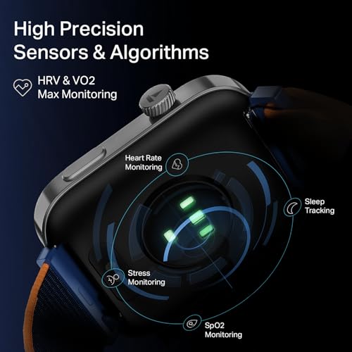 boAt Chrome Endeavour, Premium Metal Body, 1.96”(4.97cm) AMOLED Display,AI Coach Health Insights,Advanced S1 Processor,HRV,VO2 Max,Auto Watchface Refresh, Smart Watch for Men & Women (Fusion Blue)