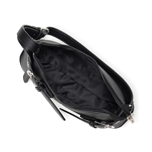 Fastrack Buckle Up Black Shoulder Bag | Faux Leather bag with Front Buckle Accent | Zip Closure Shoulder Bag with Adjustable Strap & Spacious Compartment with Organizer Pockets