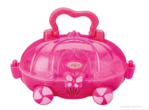 Kids Makeup Kit for Girls with Mirror, Portable Beauty Play Set with Pretend Lipsticks, Eyeshadow Palette, Brush & Cosmetic Accessories, Princess Role Play Gift Toy