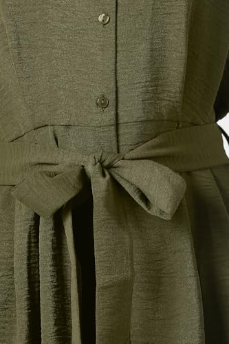 Women Olive Solid Knee Length Formal Dress