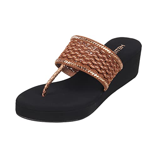 Metro Women's Gold Faux Leather Slip On Comfy Ethnic Fashion Sandals UK/4 EU/37 (35-4810)