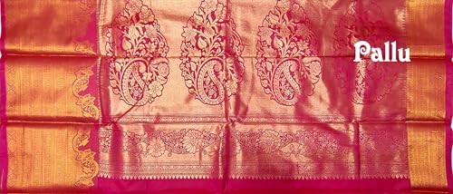 VFCollections Women's Traditional Handloom Kanchipuram Silk Saree with Rich Royal Golden Zari and Traditional Border – | Rich Zari Woven Design | Bridal Saree | Unstitched Blouse (VFC682-8)