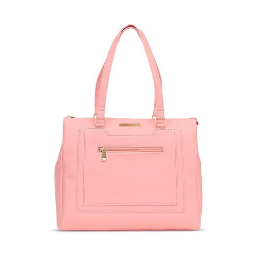 Caprese Ginty Satchel Bag, Medium | Stylish Solid Handbag for Women with Comfortable Flat Handles, Adjustable & Detachable Sling Strap | Secure Zip Closure | Perfect for Casual & Daily Use (Red)