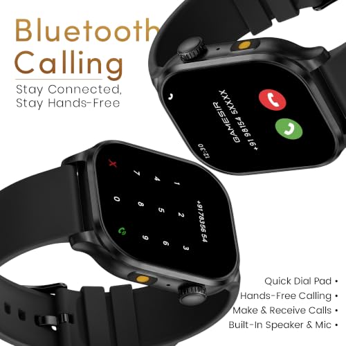 GameSir Sports Edge Smart Watch for Men & Women, 1.88" Full Touch Display, Bluetooth Calling, Fitness Tracking, Message Notifications, Android & iOS Compaatible - (Black)