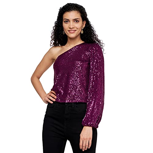 AND Women's Regular Fit Tunic Shirt (FW22AB028TSEQ_Purple M)