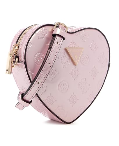 Guess Women Orchid Logo Textured Arnela Mini Heart Shape Crossbody Bag
