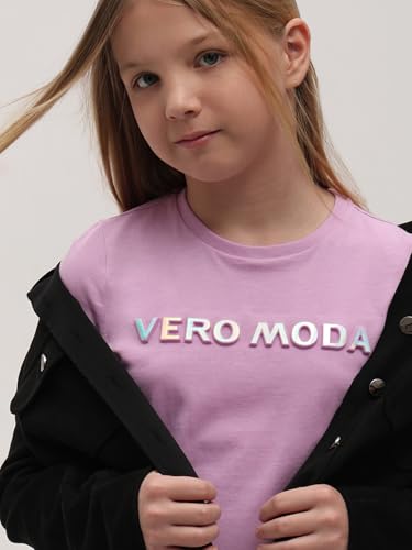 VERO MODA Girl Regular Fit Purple Tshirt