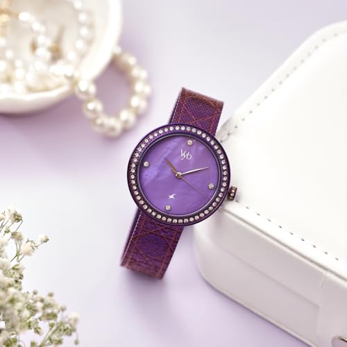 Fastrack Vyb Quartz Analog Purple MOP Dial Dark Purple Mesh Strap Watch for Women-FV60056QM01W