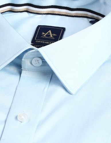 Arrow Men's Solid Regular Fit Shirt (ARAJSH0964_Light Blue