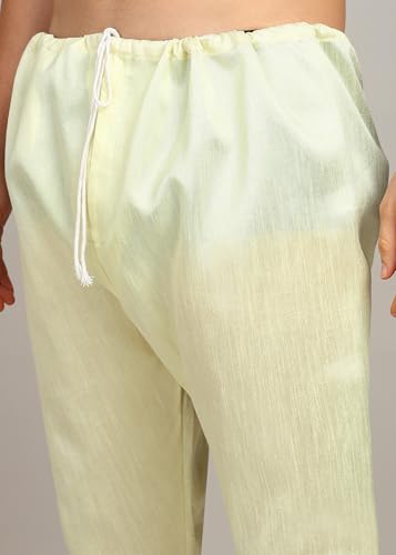 Fort Worth Men's Kurta Pyjama with Nehru Jacket - Elegant Indian Ethnic Wear for Weddings, Festivals, and Special Occasions - Traditional Sherwani Alternative, Comfortable Fabric (Lemon-36)