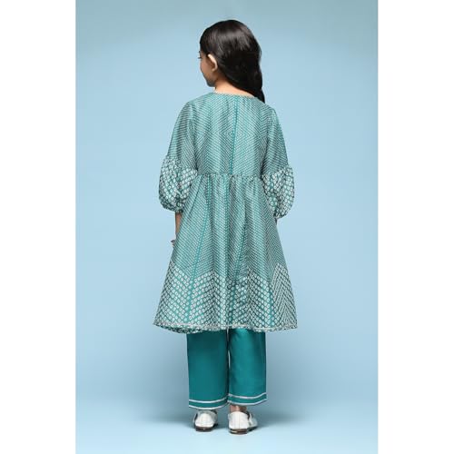 BIBA GIRL PRINTED GATHERED KID(KW5614_GREEN_13)