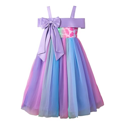 Hopscotch Girls Multi Short Sleeves Oversized Bow Applique Gown for Age (8-10 Years)