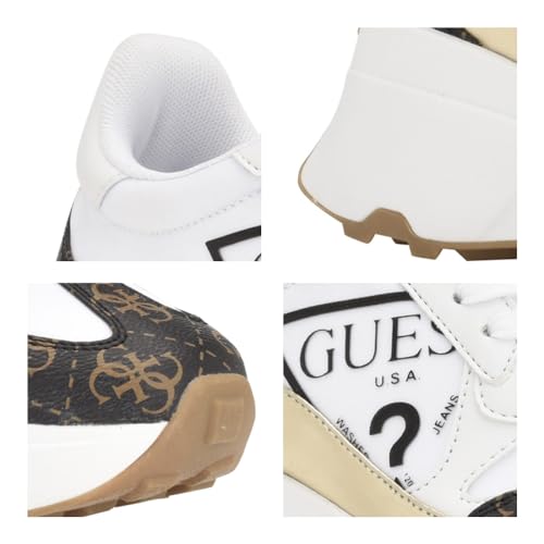 Guess Womens Calebb3Sneaker, White/Brown 145, 5 UK