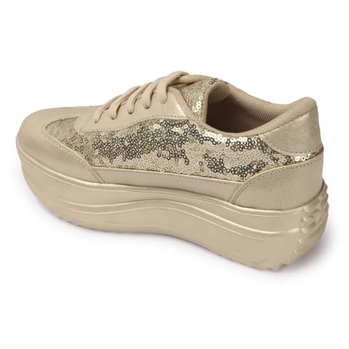 Vendoz Women Party & Casual Glitter Wedding Sneakers Gold