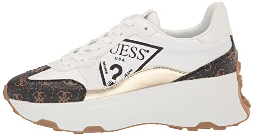 Guess Women's Calebb3 Trainers, White Brown 145, 7 UK