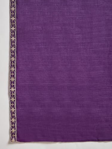 Varanga Women Kurta With Zari Embroidered Yoke And Border, Paired With Solid Trousers And A Matching Bordered Dupatta.
