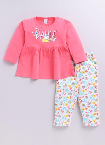 MI Kidz Pure Cotton Full Sleeves Frock and Pant Set for Baby Girls