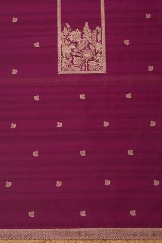 Soch Womens Purple Chanderi Woven Design Unstitch Dress Material