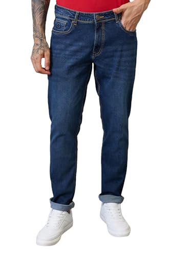 Giordano Men Mid Blue Cotton Regular Fit Mid-Rise Jeans