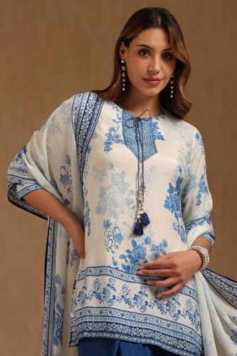 Soch Womens White Muslin Floral Print Suit Set