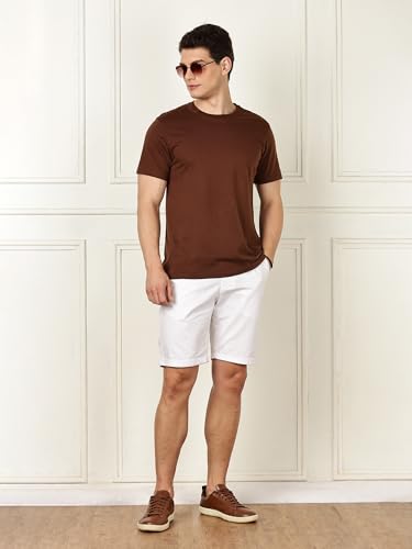 Thomas Scott Men's | Solid | Mid Rise | Light Weight | 100% Cotton | Casual | Chino | Shorts for Men (TSS038_White_30)