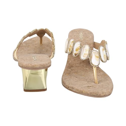 Mochi Women Gold Ethnic Synthetic Sandals Uk/7 Eu/40 (35-817)
