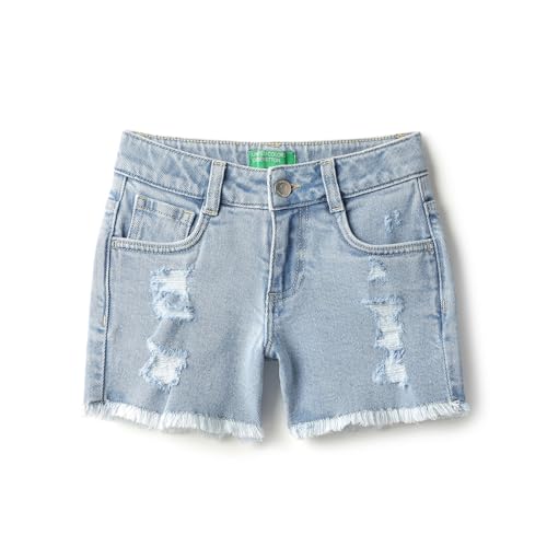 United Colors of Benetton Solid Regular Fit Heavy Damaging Denim Shorts