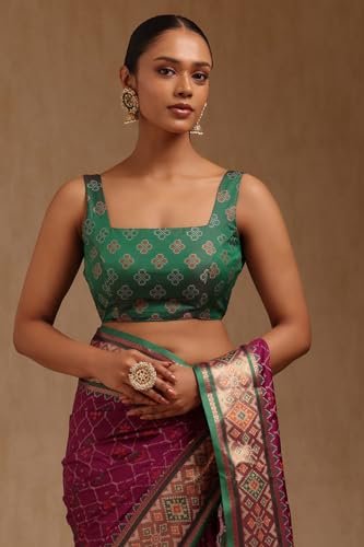 Soch Womens Purple Silk Blend Woven Design Saree With Thread Work