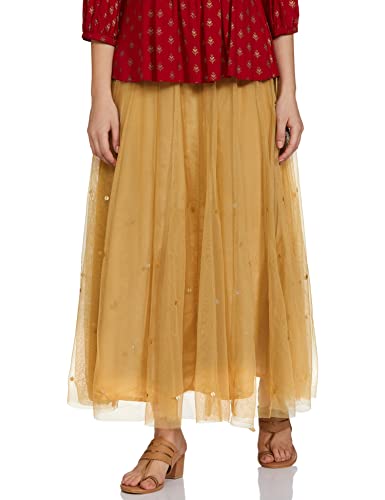 W for Woman Polyester Gold Gathered Skirt